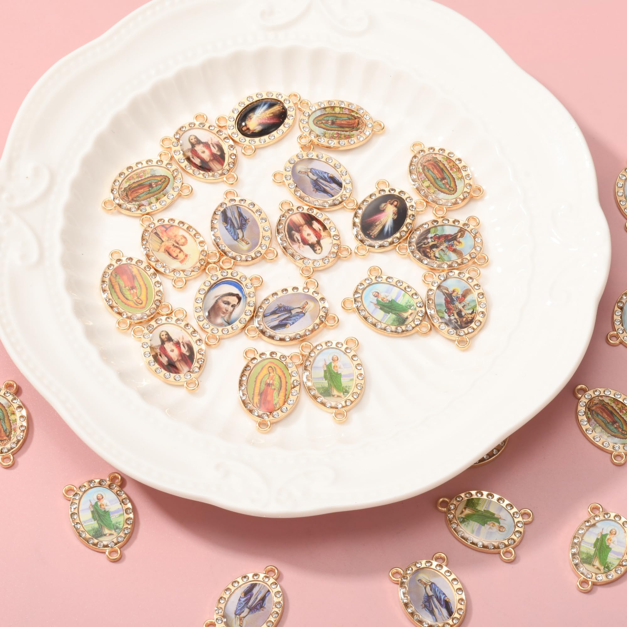 アクセサリー Crockery Hole Rosary Amazon.com: 30pcs Mix 3-Hole Religious Rosary Centerpiece